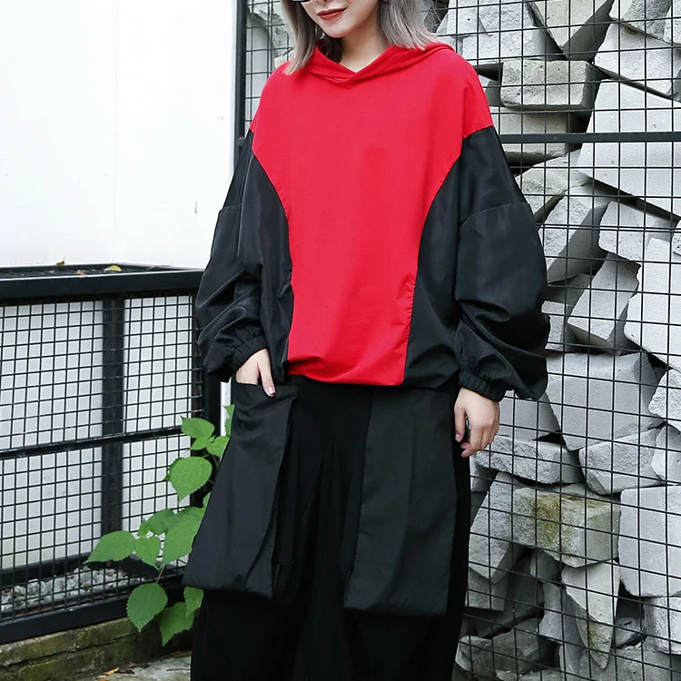 baggy red tops plus size hooded patchwork cotton blended clothing blouses fine Batwing Sleeve tops Chic Ruffle Blouse baggy red tops plus size hooded patchwork cotton blended clothing blouses fine Batwing Sleeve tops Chic Ruffle Blouse
