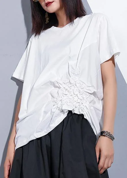 Bohemian o neck Cinched cotton clothes For Women design white blouses summer Classic White Blouse Bohemian o neck Cinched cotton clothes For Women design white blouses summer Classic White Blouse
