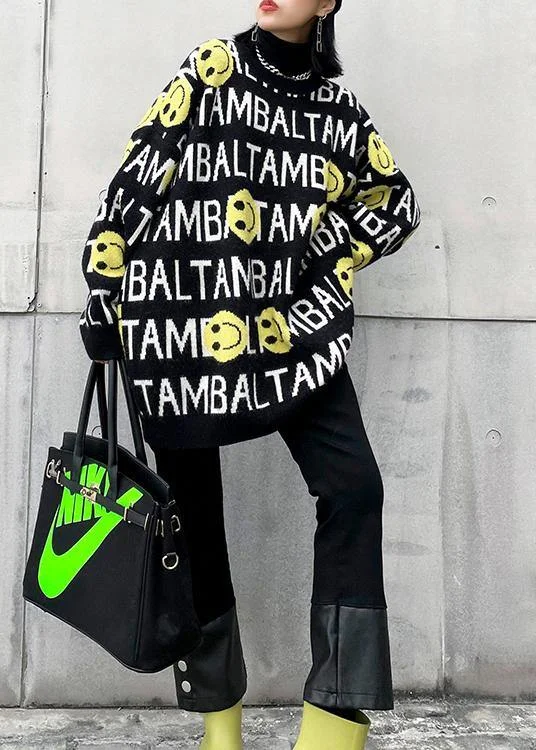 Chunky black Letter crane tops o neck trendy plus size knitted blouse Chic Square Blouse Chunky black Letter crane tops o neck trendy plus size knitted blouse Chic Square Blouse