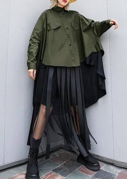 Elegant asymmetric lapel cotton Blouse Inspiration army green blouses Silky Tunic Blouse Elegant asymmetric lapel cotton Blouse Inspiration army green blouses Silky Tunic Blouse