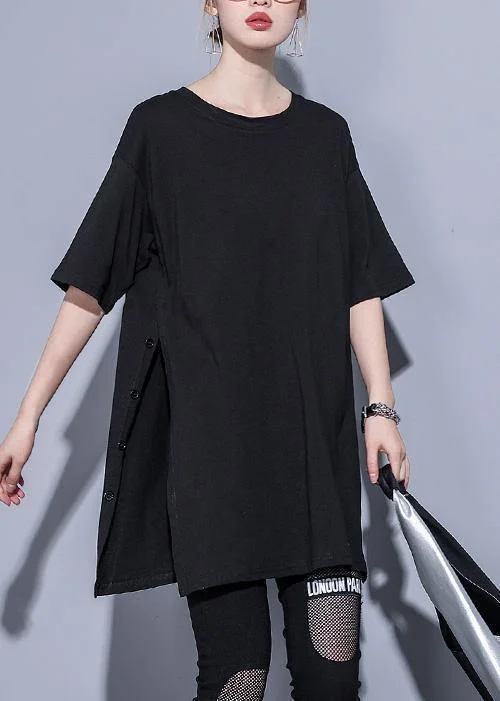 French o neck side open cotton tops Photography black blouse summer Lightweight Tunic Blouse French o neck side open cotton tops Photography black blouse summer Lightweight Tunic Blouse