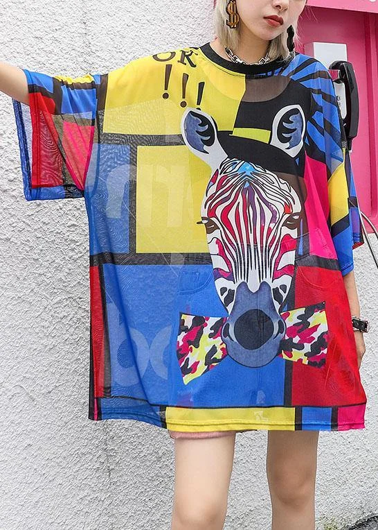 French prints blended tops women bracelet sleeved oversized summer blouses Side Tie Blouse French prints blended tops women bracelet sleeved oversized summer blouses Side Tie Blouse