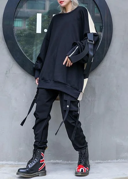 Italian black patchwork camouflage cotton o neck Streetwear Midi fall blouse Office-Ready Blouse Italian black patchwork camouflage cotton o neck Streetwear Midi fall blouse Office-Ready Blouse