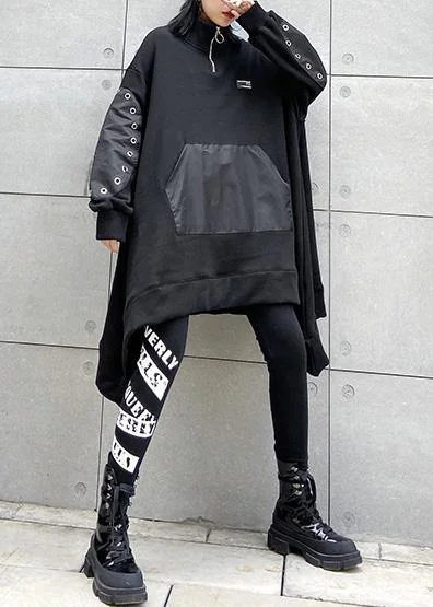 Simple black cotton clothes For Women asymmetric silhouette stand collar blouses Collared Satin Blouse Simple black cotton clothes For Women asymmetric silhouette stand collar blouses Collared Satin Blouse