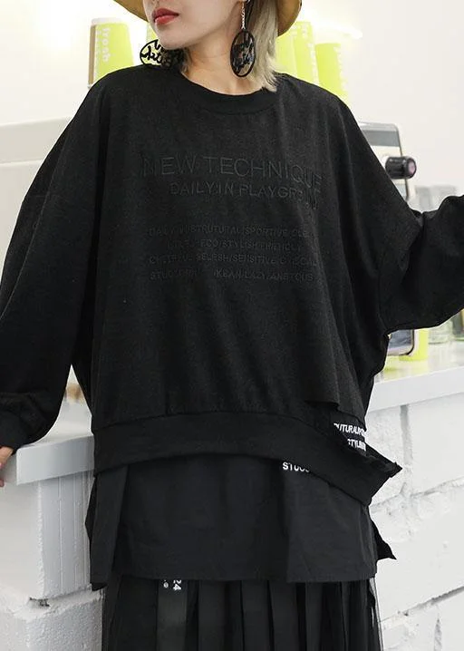 Style black cotton blouses for women ripped hem Art fall shirts Feminine Pastel Blouse Style black cotton blouses for women ripped hem Art fall shirts Feminine Pastel Blouse