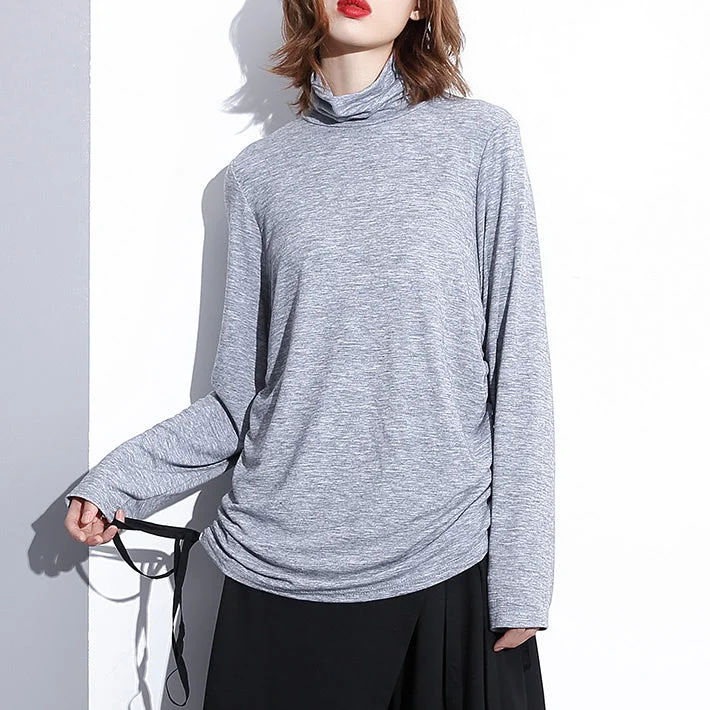 fine gray pure tops oversized high neck cotton t shirt fine drawstring blouses Playful Puff Blouse fine gray pure tops oversized high neck cotton t shirt fine drawstring blouses Playful Puff Blouse