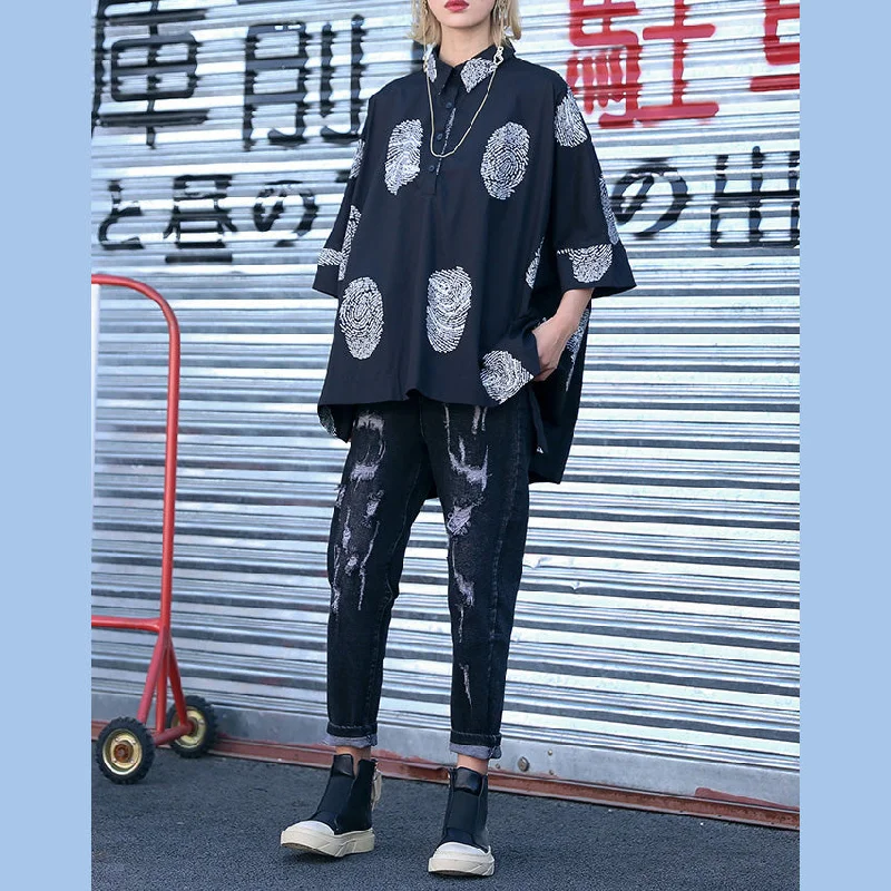 Women pockets cotton top silhouette fine Tutorials black print oversized blouses Casual Button Blouse Women pockets cotton top silhouette fine Tutorials black print oversized blouses Casual Button Blouse