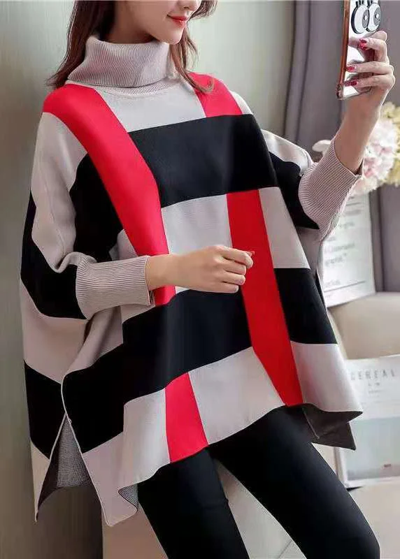Women Striped Knit Blouse O Neck Batwing Sleeve Loose-fitting Knitted Blouse Soft Modal Blouse Women Striped Knit Blouse O Neck Batwing Sleeve Loose-fitting Knitted Blouse Soft Modal Blouse