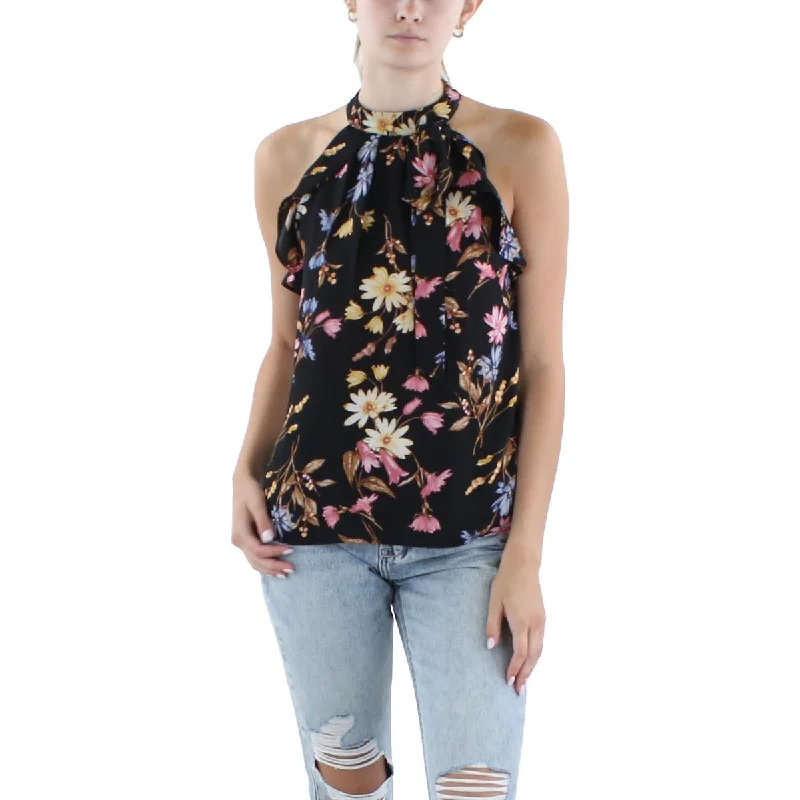 CeCe Womens Juniors Crepe Floral Print Blouse Feminine Satin Blouse