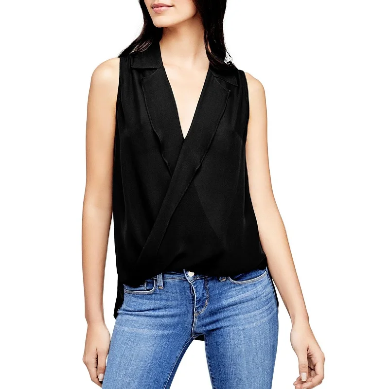 L'Agence Womens High-Low Illusion Blouse Textured Cotton Blouse