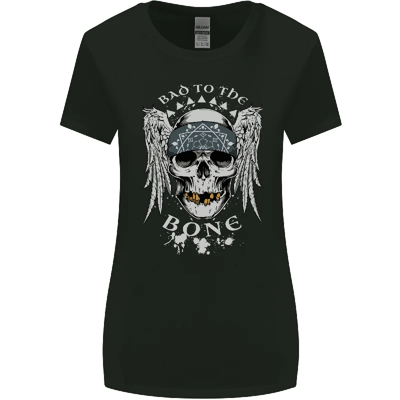 Bad 2 the Bone Biker Skull Angel Motorcycle Womens Wider Cut T-Shirt Handmade Hand-knitted Hand-woven Bad 2 the Bone Biker Skull Angel Motorcycle Womens Wider Cut T-Shirt Handmade Hand-knitted Hand-woven