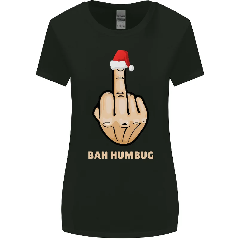 Bah Humbug Finger Flip Funny Christmas Rude Womens Wider Cut T-Shirt Terry Blend Velvet Blend Canvas Blend Bah Humbug Finger Flip Funny Christmas Rude Womens Wider Cut T-Shirt Terry Blend Velvet Blend Canvas Blend