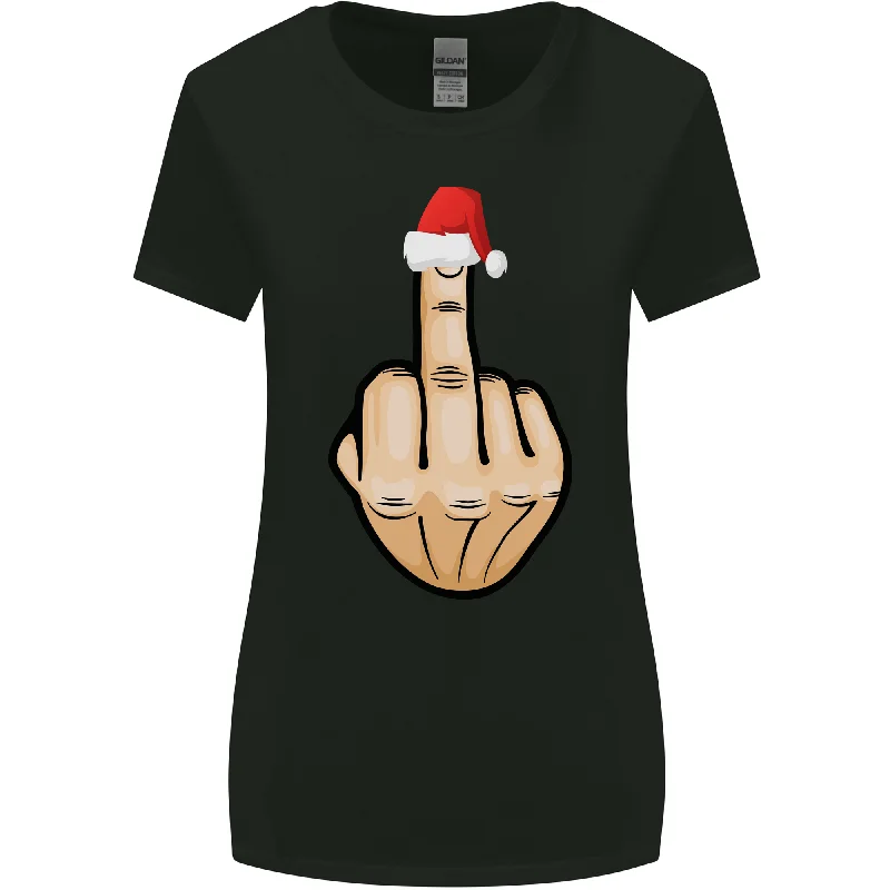 Bah Humbug Finger Flip Funny Christmas Rude Womens Wider Cut T-Shirt Chenille Brocade Lace Bah Humbug Finger Flip Funny Christmas Rude Womens Wider Cut T-Shirt Chenille Brocade Lace
