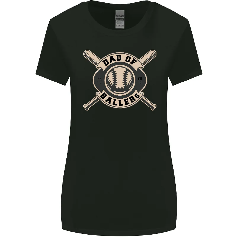 Baseball Dad of Ballers Funny Fathers Day Womens Wider Cut T-Shirt Ribbed Striped Patterned Baseball Dad of Ballers Funny Fathers Day Womens Wider Cut T-Shirt Ribbed Striped Patterned