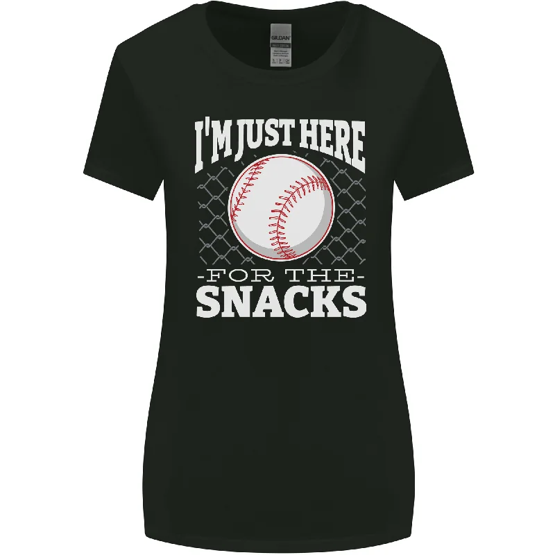 Baseball Im Just Here for the Snacks Womens Wider Cut T-Shirt Chenille Blend Fleece Blend Nylon Blend Baseball Im Just Here for the Snacks Womens Wider Cut T-Shirt Chenille Blend Fleece Blend Nylon Blend