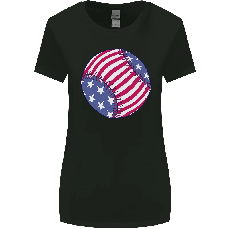 Baseball USA Stars and Stripes American Flag Womens Wider Cut T-Shirt Oversized T-Shirt Spandex breathable Baseball USA Stars and Stripes American Flag Womens Wider Cut T-Shirt Oversized T-Shirt Spandex breathable