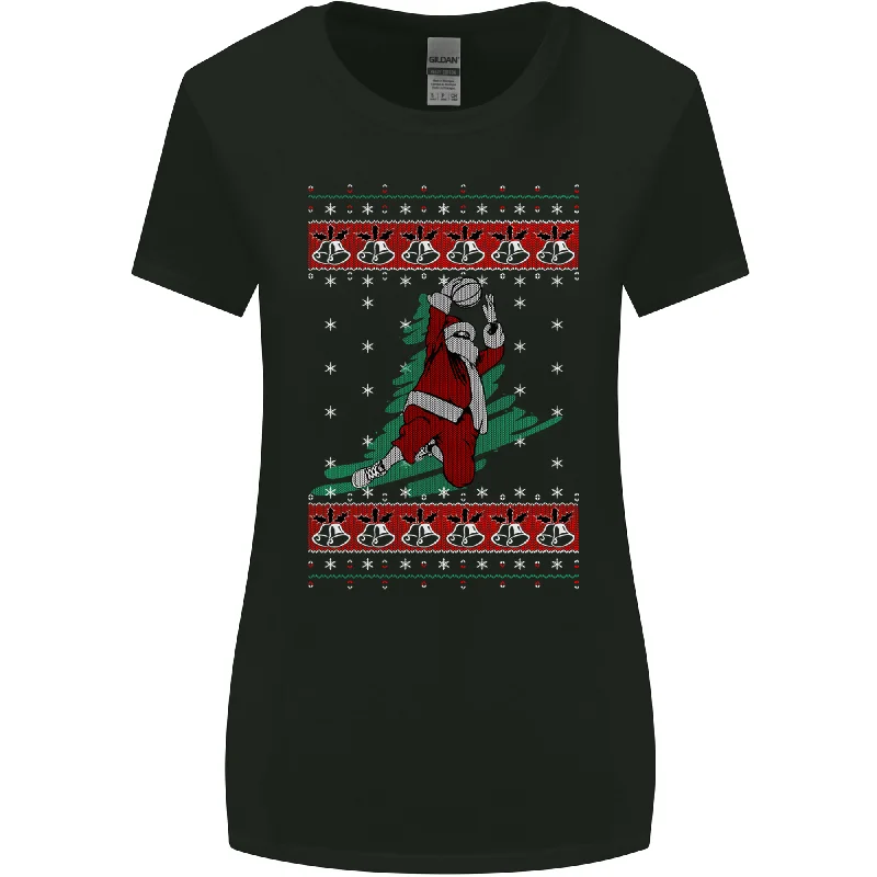 Basketball Santa Player Christmas Funny Womens Wider Cut T-Shirt Rayon Velvet Corduroy Basketball Santa Player Christmas Funny Womens Wider Cut T-Shirt Rayon Velvet Corduroy
