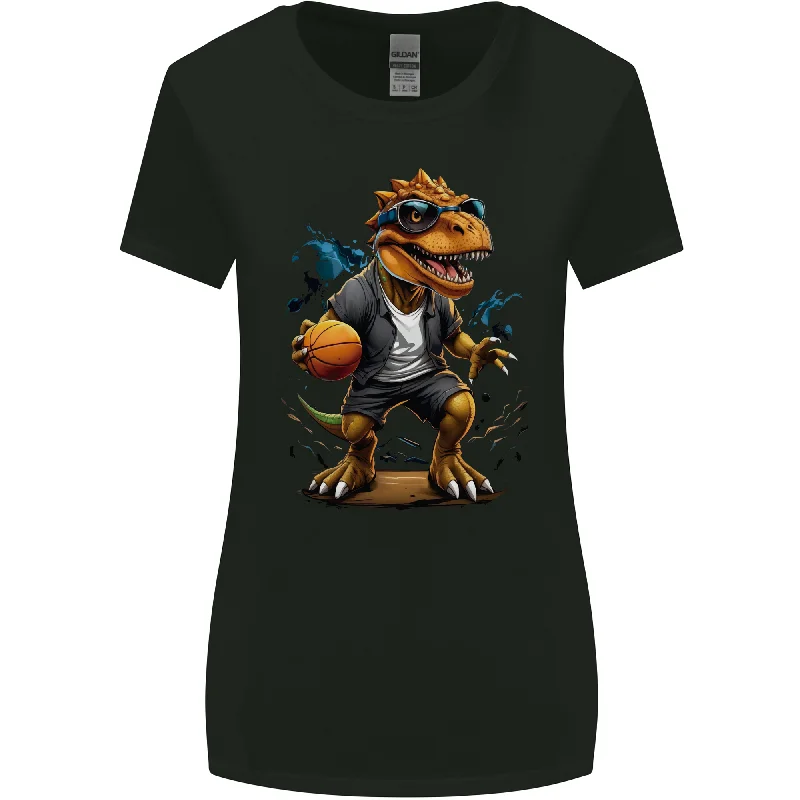 Basketball T-Rex Dinosaur Womens Wider Cut T-Shirt Lace Blend Ribbed Blend Corduroy Blend Basketball T-Rex Dinosaur Womens Wider Cut T-Shirt Lace Blend Ribbed Blend Corduroy Blend