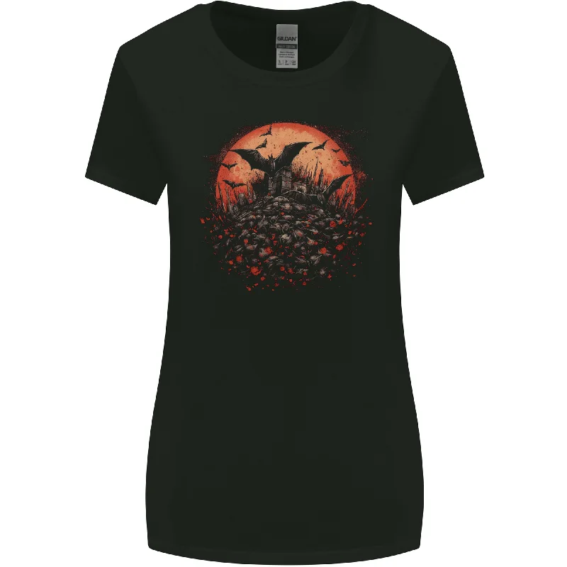 Bat Apocalypse Red Moon Halloween Womens Wider Cut T-Shirt Fitted T-Shirt Seamless Stretchy Bat Apocalypse Red Moon Halloween Womens Wider Cut T-Shirt Fitted T-Shirt Seamless Stretchy