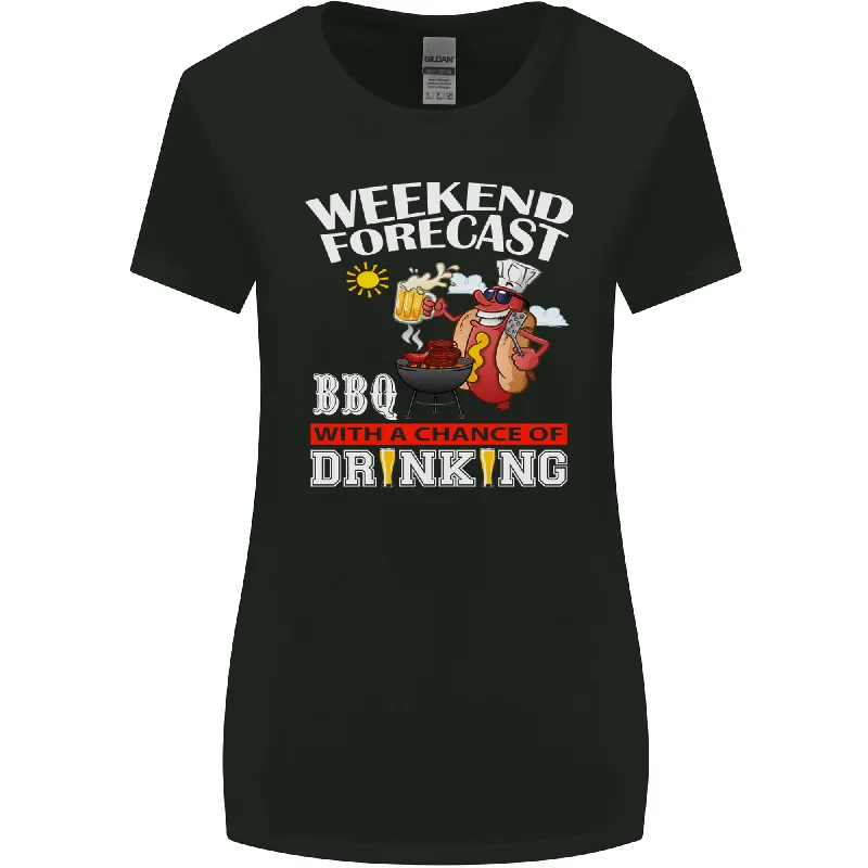 BBQ Weekend Forecast BBQing Alcohol Beer Womens Wider Cut T-Shirt Welt Pockets Slit Pockets BBQ Weekend Forecast BBQing Alcohol Beer Womens Wider Cut T-Shirt Welt Pockets Slit Pockets