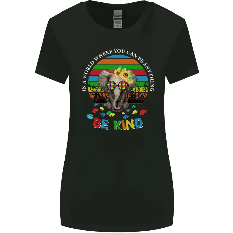 Be Kind Elephant Autism Autistic Womens Wider Cut T-Shirt Notch Collar Peter Pan Collar Cowl Neck Be Kind Elephant Autism Autistic Womens Wider Cut T-Shirt Notch Collar Peter Pan Collar Cowl Neck
