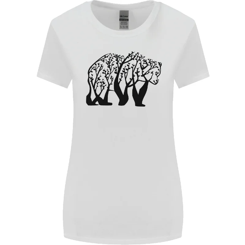 Bear Tree Animal Ecology Womens Wider Cut T-Shirt Handmade Hand-knitted Hand-woven