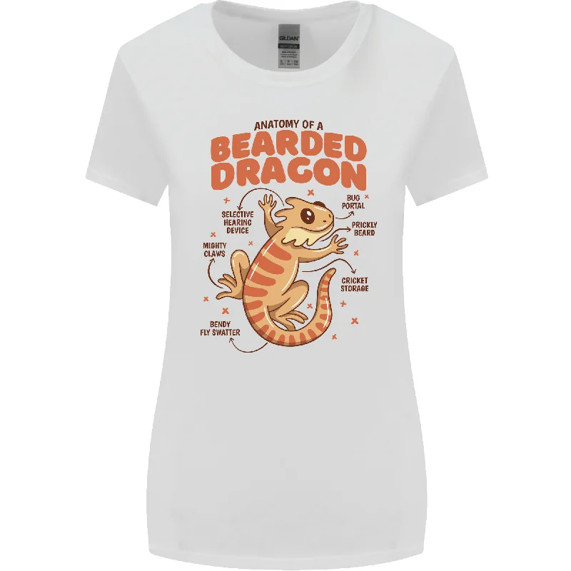 Bearded Dragon Anatomy Lizards, Reptiles, Womens Wider Cut T-Shirt Print Jacquard Patchwork