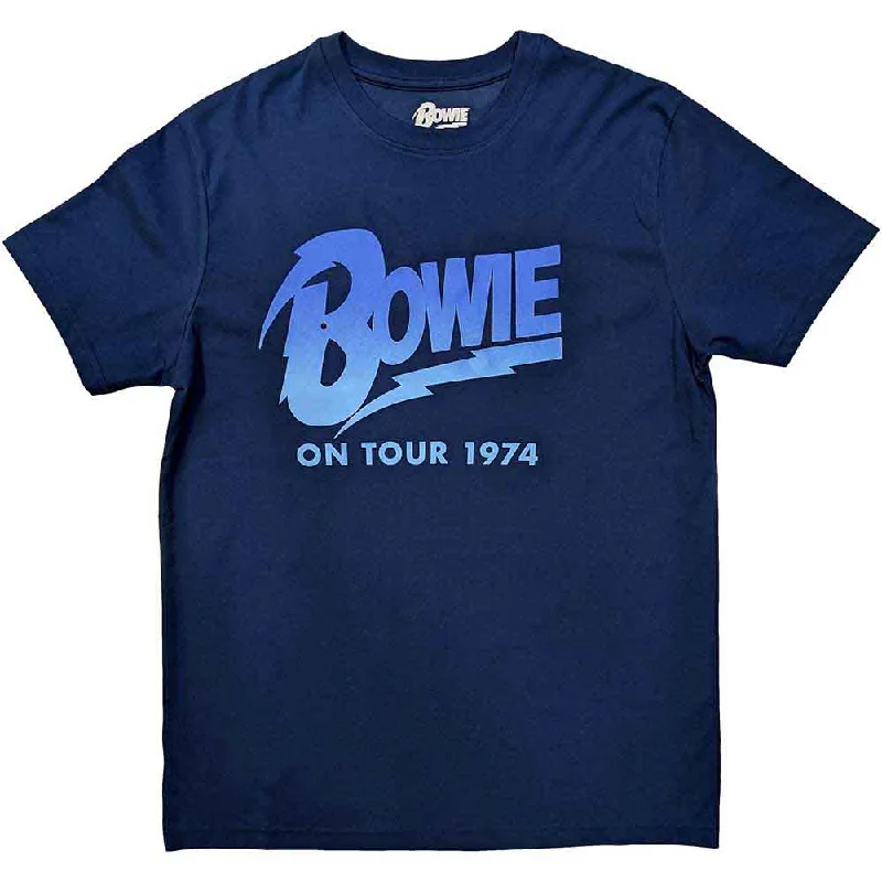 David Bowie | Official Band T-Shirt | On Tour 1974 Spandex Blend Rayon Blend Denim Blend David Bowie | Official Band T-Shirt | On Tour 1974 Spandex Blend Rayon Blend Denim Blend
