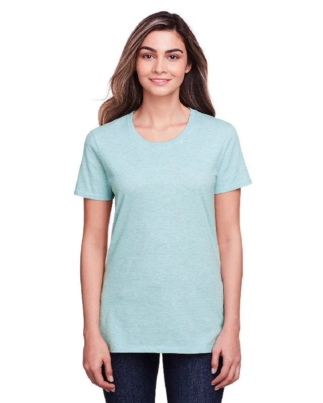 Fruit of the Loom Ladies ICONIC T-Shirt | Aqua Velvet Hthr Nylon Fabric Polyester Fabric Spandex Fabric