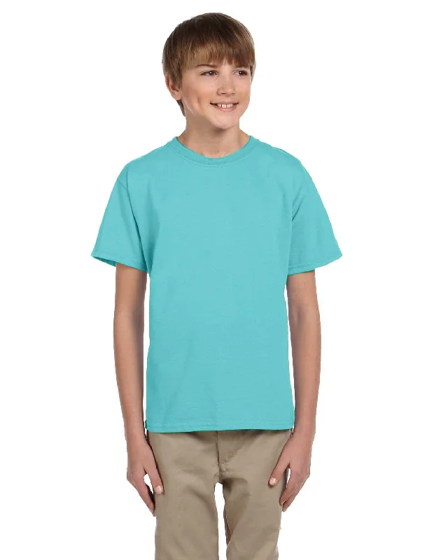 Fruit of the Loom Youth T-Shirt | Scuba Blue Notch Collar Peter Pan Collar Cowl Neck Fruit of the Loom Youth T-Shirt | Scuba Blue Notch Collar Peter Pan Collar Cowl Neck