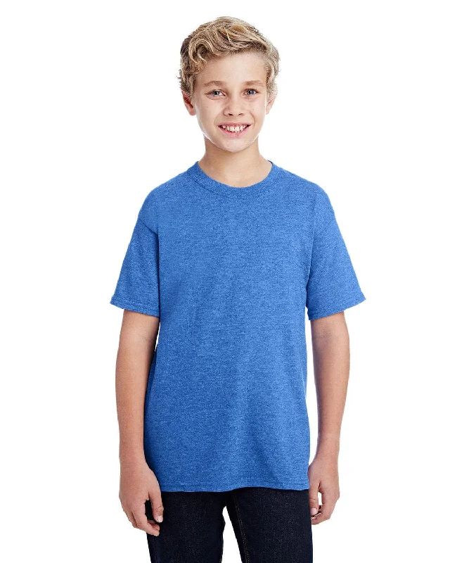 Gildan Youth DryBlend 50/50 T-Shirt | Hthr Sport Royal Solid Color Striped Floral