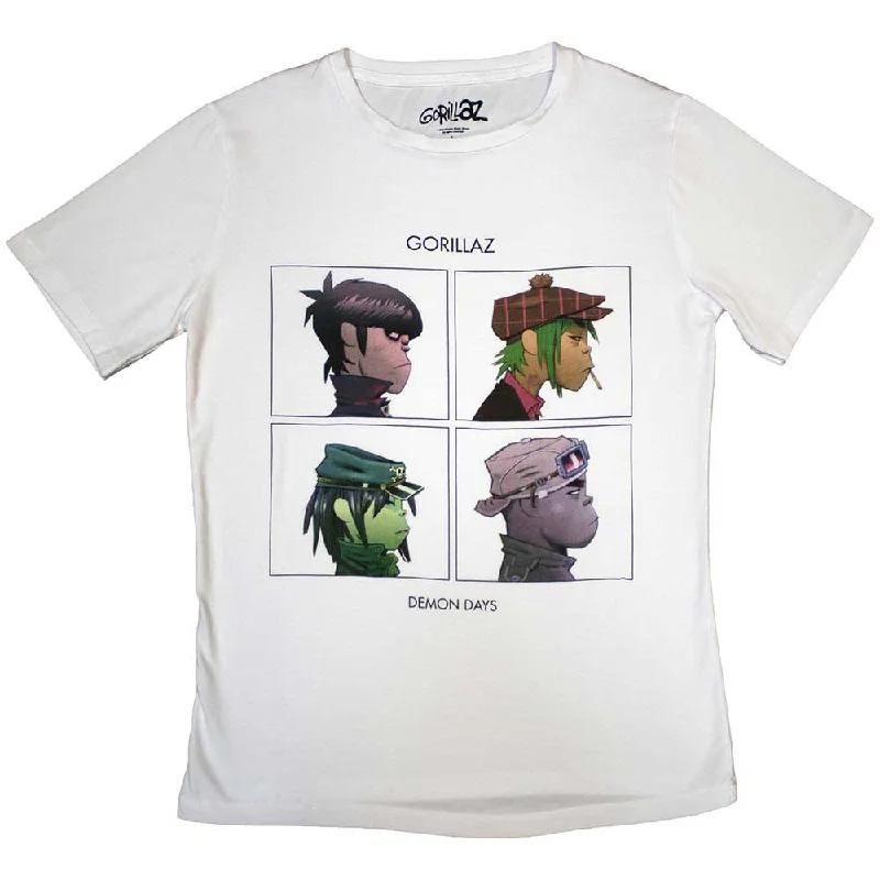 Gorillaz | Official Band Ladies T-Shirt | Demon Days white Anti-Shrink Durable Soft