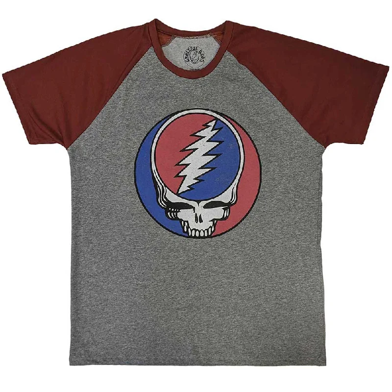 Grateful Dead | Official Band Raglan T-Shirt | Steal Your Face Classic Cotton Fabric Linen Fabric Terry Fabric
