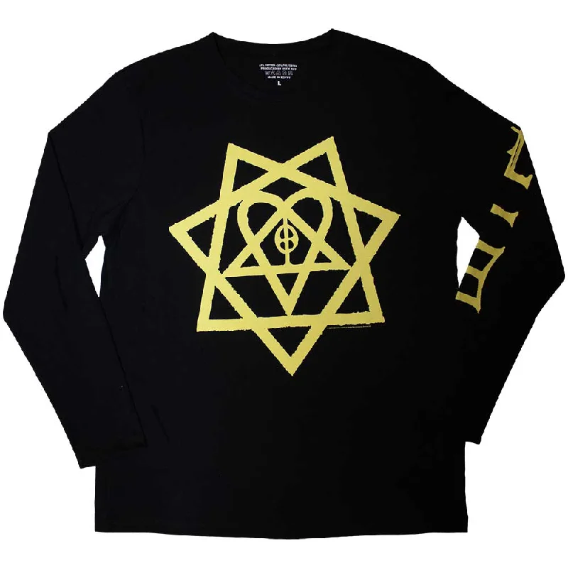 HIM| Official Band Long Sleeve T-Shirt | Heartagram Honeycomb (Sleeve Print) Polka Dot Checkered Tartan HIM| Official Band Long Sleeve T-Shirt | Heartagram Honeycomb (Sleeve Print) Polka Dot Checkered Tartan
