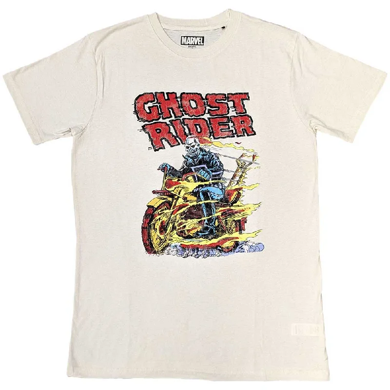 Marvel Comics | Official Film T-Shirt | Ghost Rider Bike Graphic Embroidered Appliqued Marvel Comics | Official Film T-Shirt | Ghost Rider Bike Graphic Embroidered Appliqued