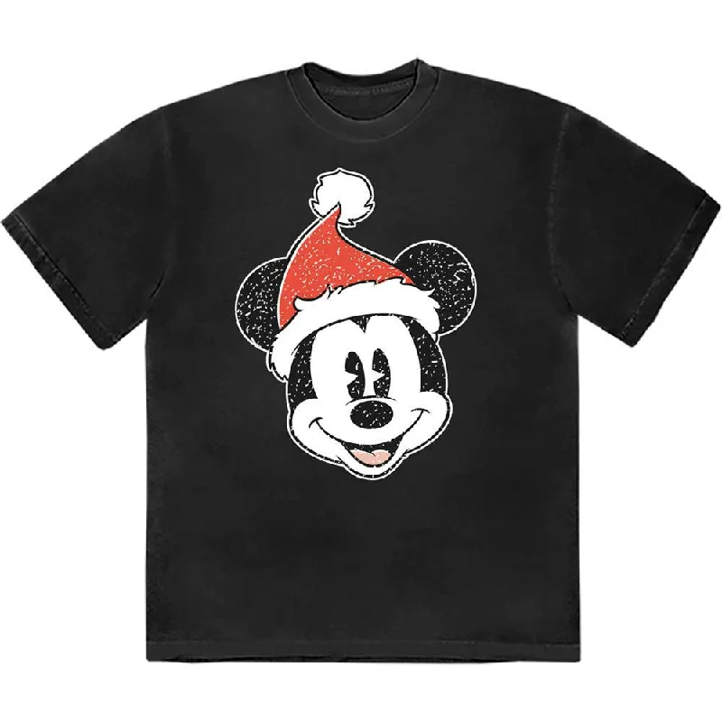 Disney | Official Band T-Shirt | Mickey Mouse Santa Hat Wool Fabric Cashmere Fabric Tweed Fabric Disney | Official Band T-Shirt | Mickey Mouse Santa Hat Wool Fabric Cashmere Fabric Tweed Fabric