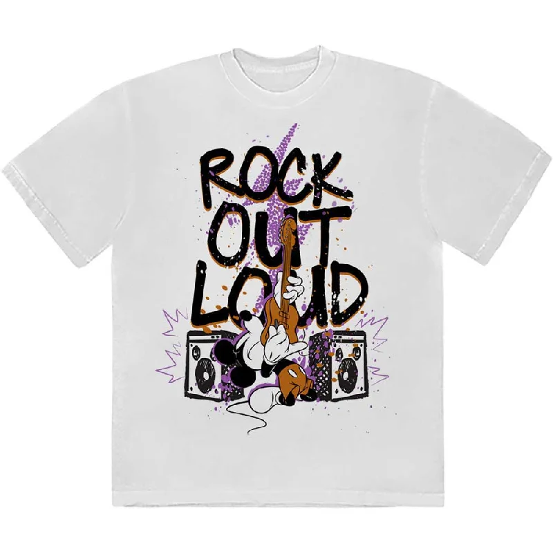 Disney | Official Band T-Shirt | Mickey Mouse Rock Out Loud Print Jacquard Patchwork Disney | Official Band T-Shirt | Mickey Mouse Rock Out Loud Print Jacquard Patchwork