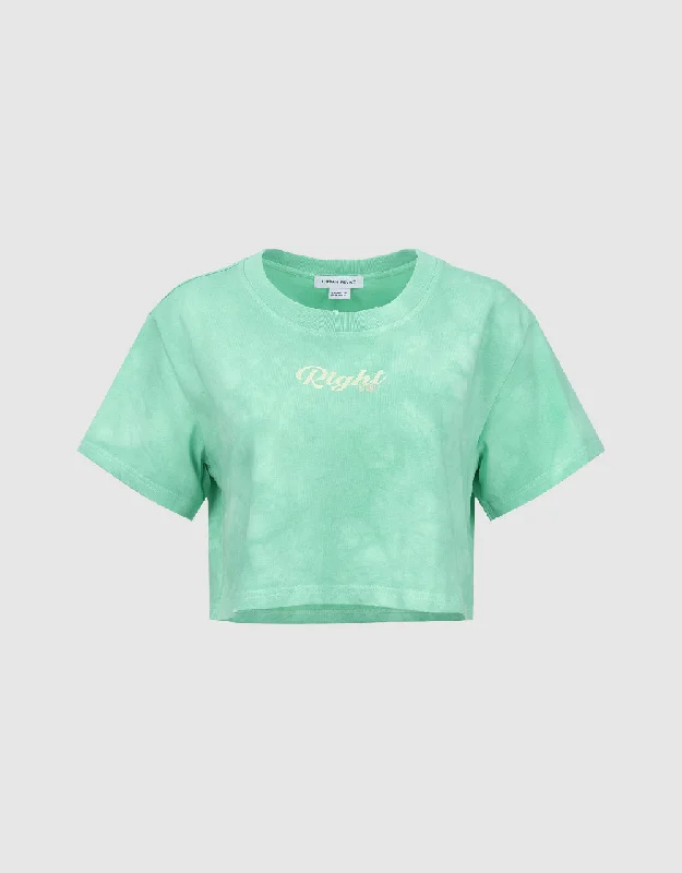 Printed Crew Neck Cropped T-Shirt Jersey Fabric Tulle Fabric Batik Fabric