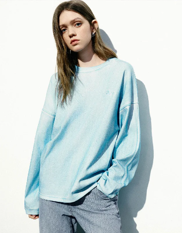 Printed Crew Neck Loose T-Shirt Zippered Front Buttoned Front Snap Front