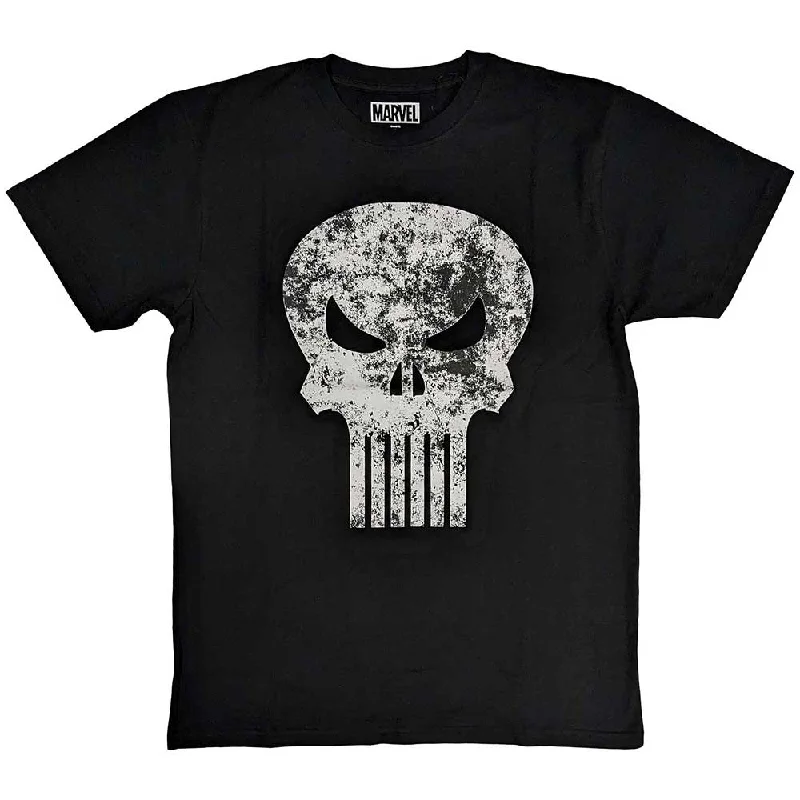 Marvel Comics | Official Film T-Shirt | Punisher Distressed Logo Hooded Caped Shawl Collar Marvel Comics | Official Film T-Shirt | Punisher Distressed Logo Hooded Caped Shawl Collar