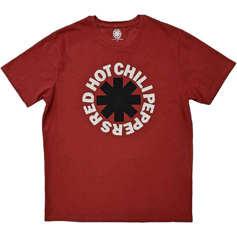 Red Hot Chili Pepper | Official Band T-Shirt | Classic Asterisk Red Notch Collar Peter Pan Collar Cowl Neck Red Hot Chili Pepper | Official Band T-Shirt | Classic Asterisk Red Notch Collar Peter Pan Collar Cowl Neck