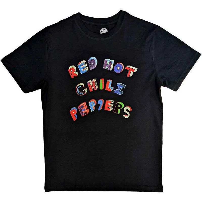 Red Hot Chili Peppers | Official Band T-Shirt | Colourful Letters Sequined Glittery Shiny Red Hot Chili Peppers | Official Band T-Shirt | Colourful Letters Sequined Glittery Shiny