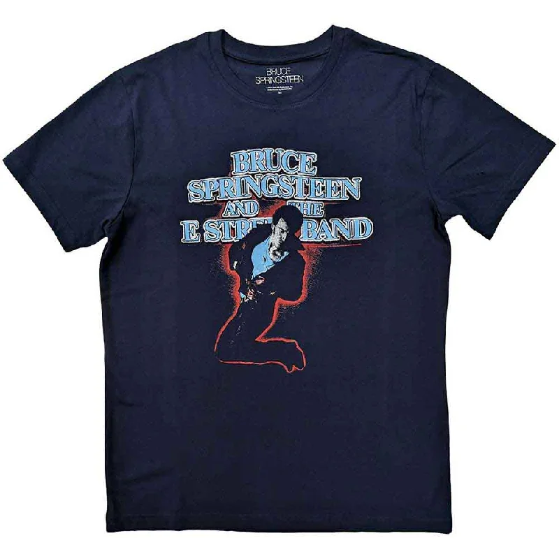 Bruce Springsteen | Official Band T-Shirt | The E-Street Band Blue Notch Collar Peter Pan Collar Cowl Neck Bruce Springsteen | Official Band T-Shirt | The E-Street Band Blue Notch Collar Peter Pan Collar Cowl Neck