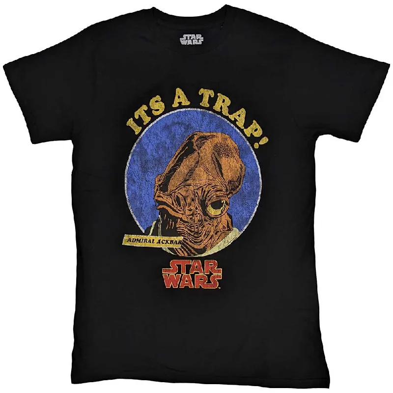 Star Wars | Official  Film T-Shirt | Ackbar It's A Trap Mesh Fabric Canvas Fabric Denim Fabric