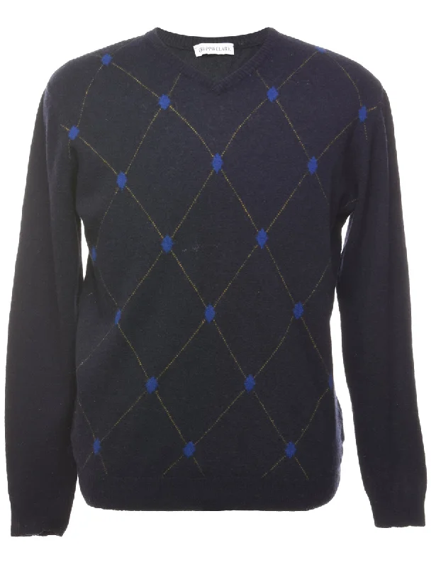 Argyle Jumper - L Faux Fur Fabric Real Fur Fabric Shearling Fabric