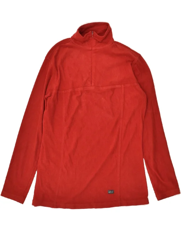 ASICS Womens Zip Neck Fleece Jumper UK 14 Medium Red Polyester Cashmere Blend Cotton Blend Poly Blend ASICS Womens Zip Neck Fleece Jumper UK 14 Medium Red Polyester Cashmere Blend Cotton Blend Poly Blend