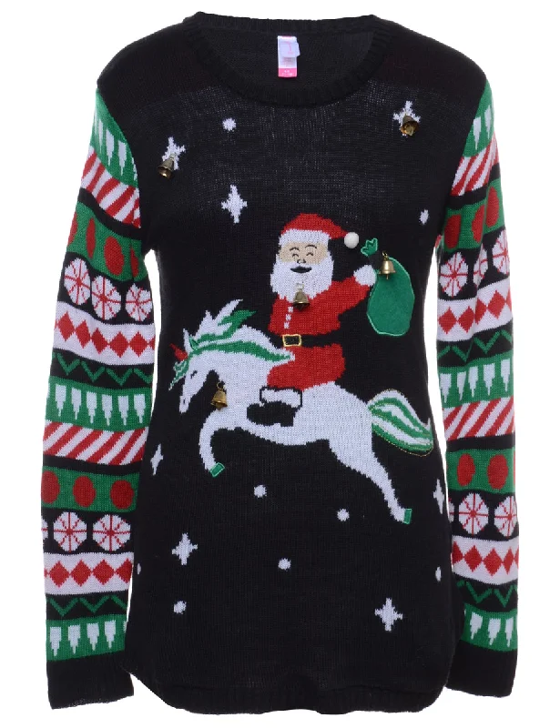 Beyond Retro Reworked Christmas Jumper With Bells - L Chenille Blend Fleece Blend Nylon Blend Beyond Retro Reworked Christmas Jumper With Bells - L Chenille Blend Fleece Blend Nylon Blend