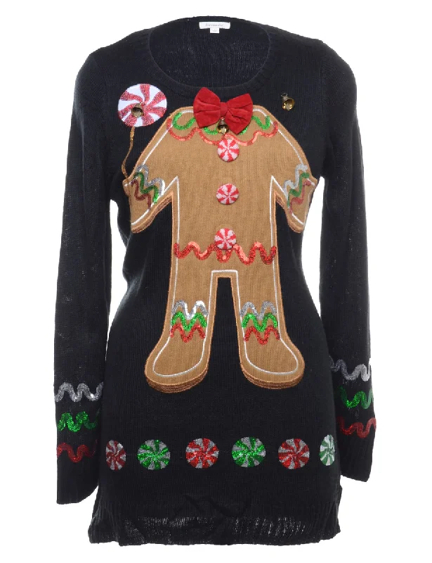 Beyond Retro Reworked Christmas Jumper With Bells - M Cable Knit Ribbed Knit Lace Knit Beyond Retro Reworked Christmas Jumper With Bells - M Cable Knit Ribbed Knit Lace Knit