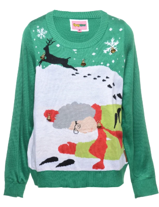 Beyond Retro Reworked Christmas Jumper With Bells - XL Slim Fit Regular Fit Oversized Beyond Retro Reworked Christmas Jumper With Bells - XL Slim Fit Regular Fit Oversized