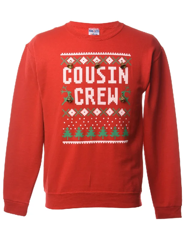 Beyond Retro Reworked Christmas Jumper With Bells - XL Sequined Glittery Shiny